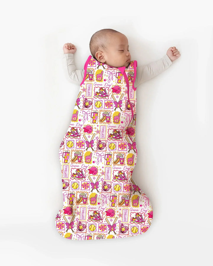 Pink Softball Game Day Bamboo Sleep Bag