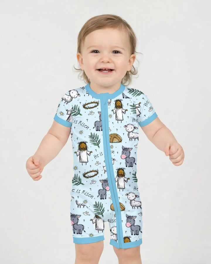 He Is Risen Easter Family Matching Bamboo Shorty Zippy