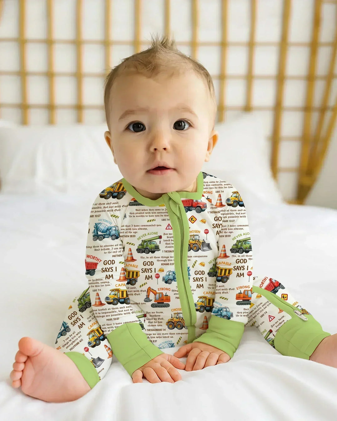 Bible Verse Construction Trucks Bamboo Convertible Zippy