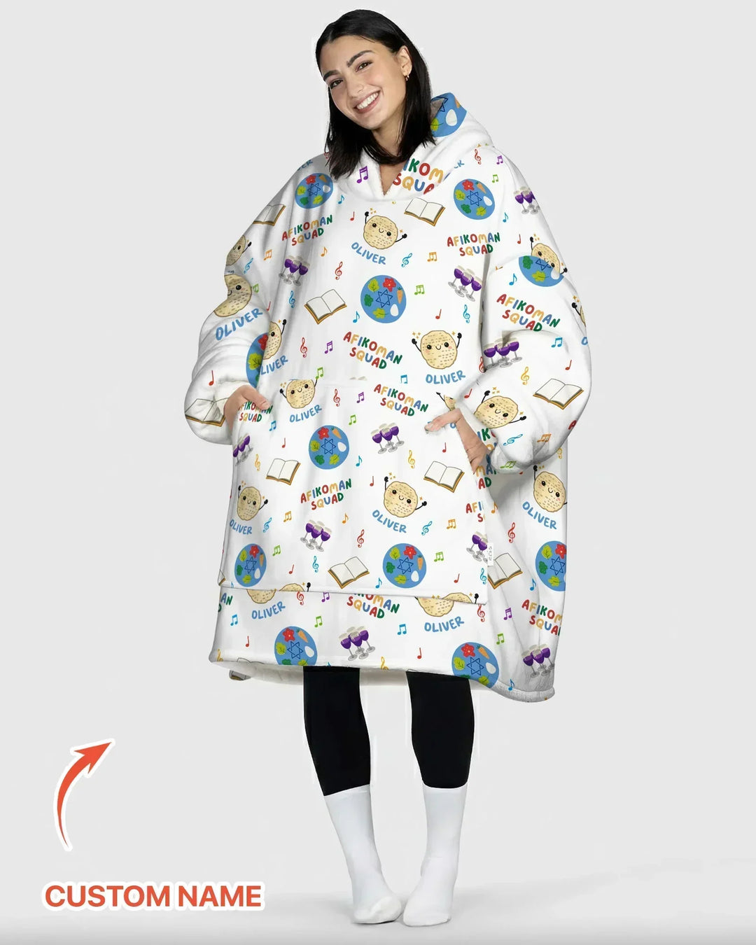 Custom Name Passover Afikoman Squad Bamboo Blanket Hoodie