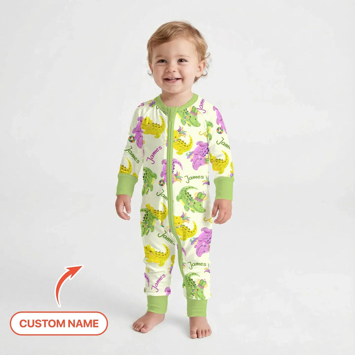 Custom Name Mardi Gras Alligator Bamboo Convertible Zippy