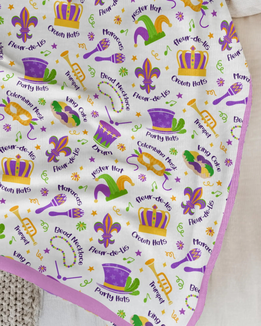 Mardi Gras Family Matching Toddler Bamboo Blanket