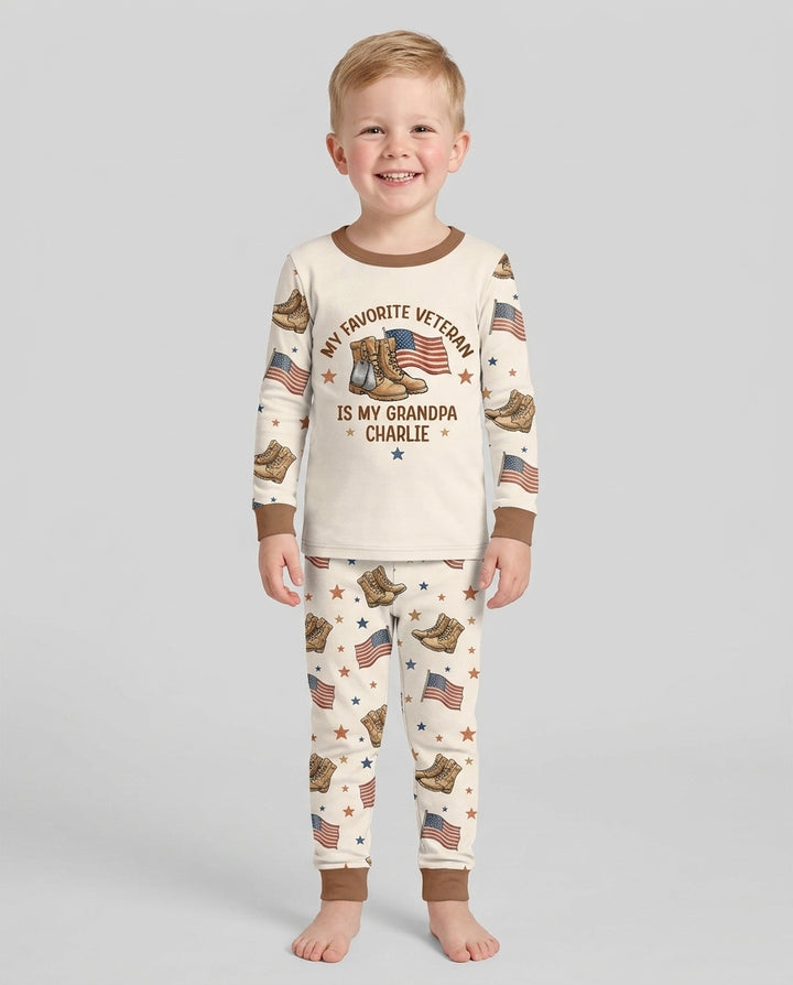My Favorite Veteran Is My Grandpa Bamboo Two Piece Long Sleeve Pajama Set