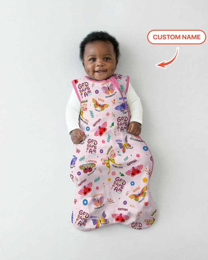 Custom Name God says I am Butterfly Bamboo Sleep Bag