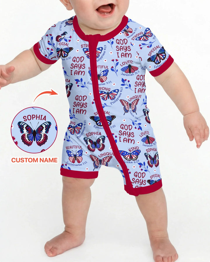 God Says I Am - Liberty Wings Custom Name Bamboo Shorty Zippy