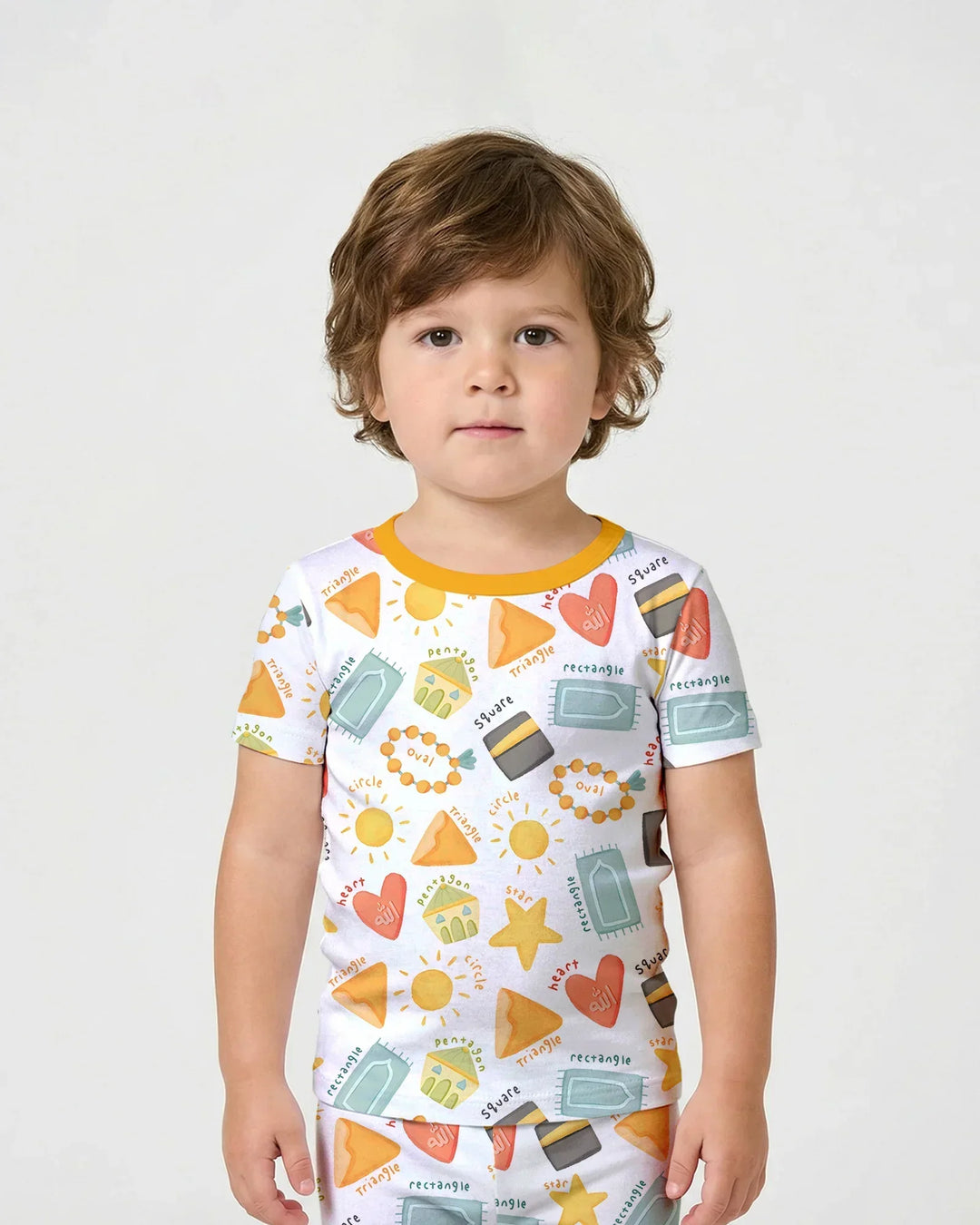 Islamic Shapes Bamboo Two Piece Short Sleeve Shorts Pajama Set