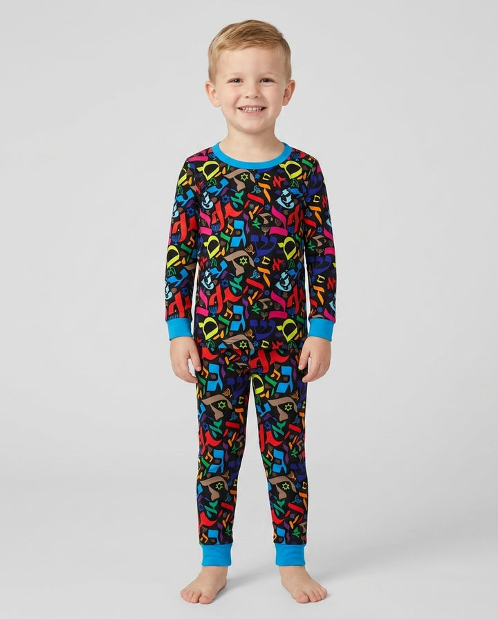 Hebrew Harmony Family Matching Bamboo Two Piece Long Sleeve Pajama Set