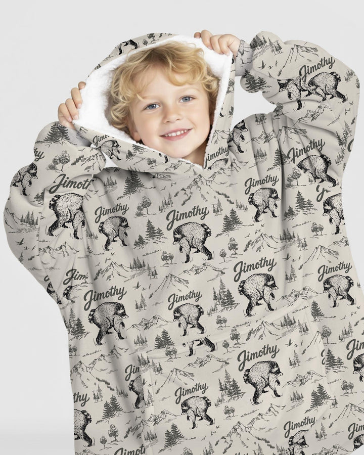 Vintage Jimothy Racoon Family Matching Bamboo Blanket Hoodie