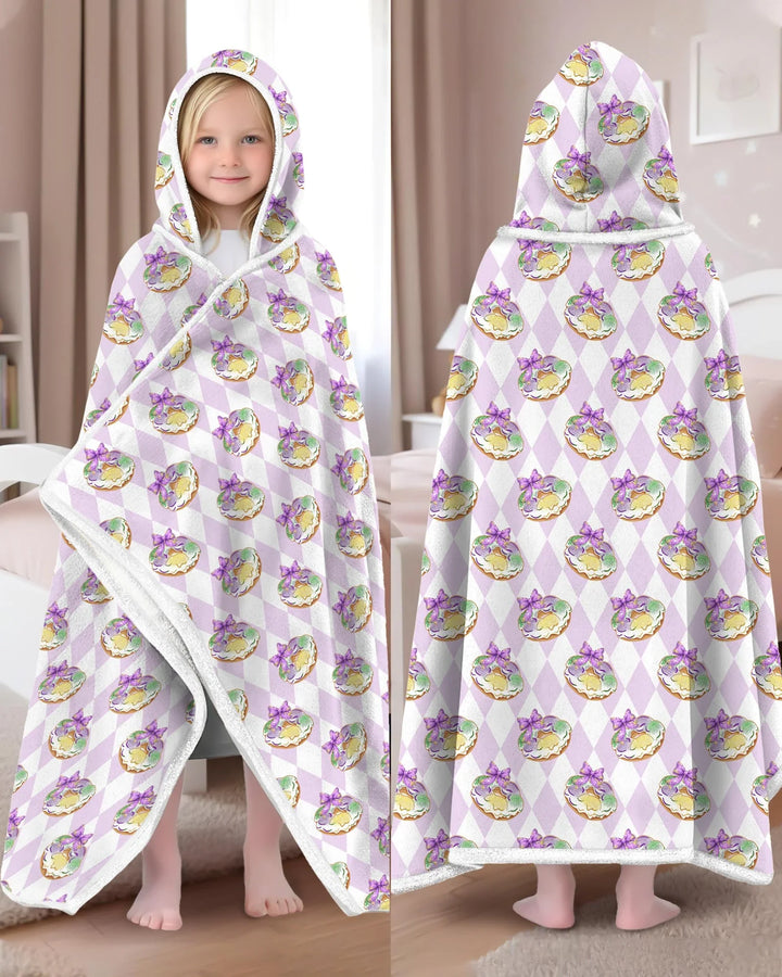Mardi Gras Donut Bamboo Wearable Hooded Blanket
