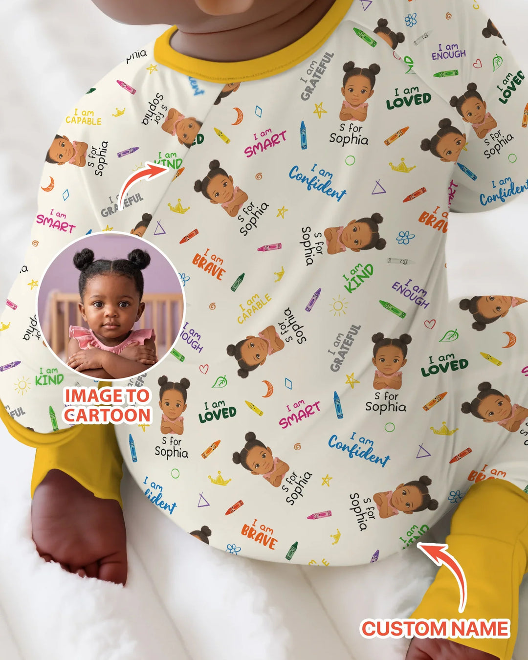 Kids Affirmations Custom  Bamboo Convertible Zippy