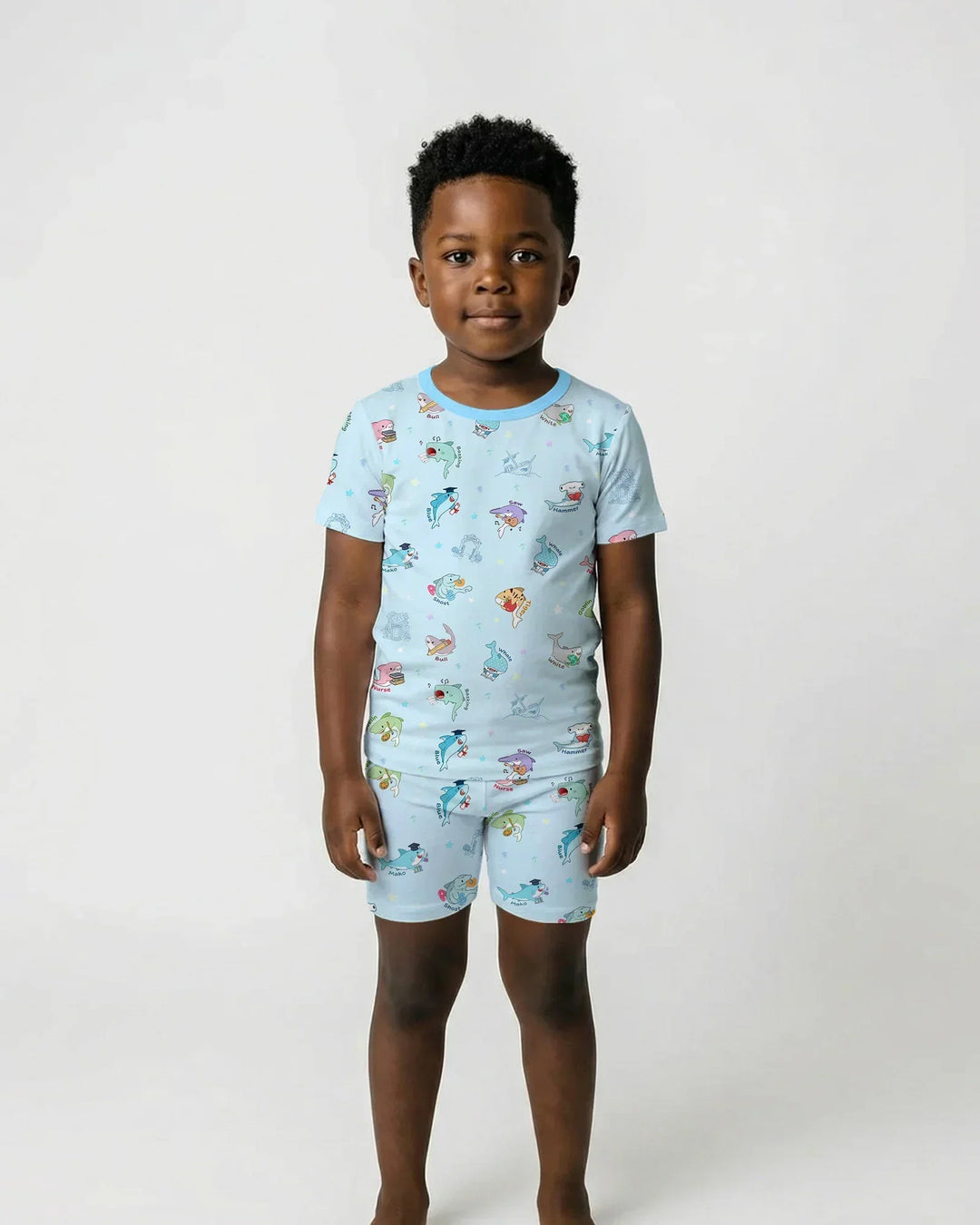 Shark School Bamboo Two Piece Short Sleeve Shorts Pajama Set