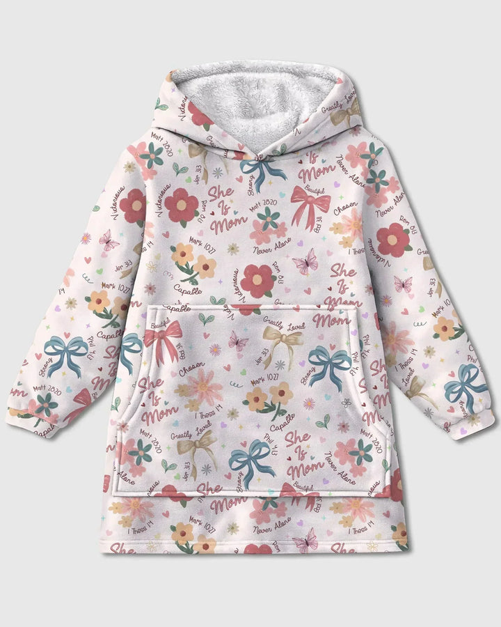 She Is Mom Wearable Bamboo Blanket Hoodie