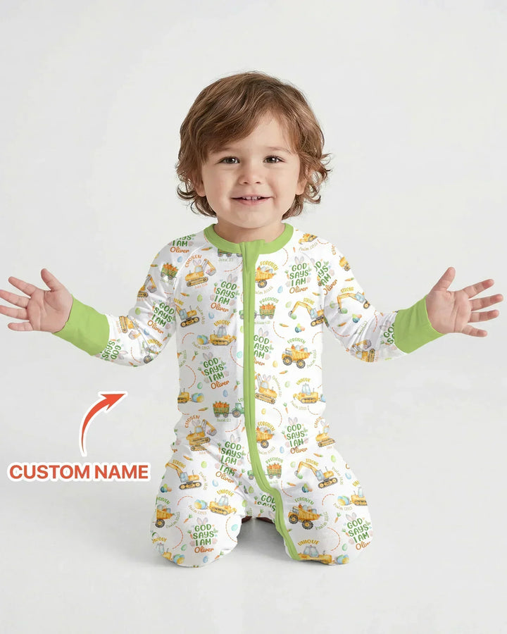 Happy Easter God Says I Am Custom Name Bamboo Convertible Zippy
