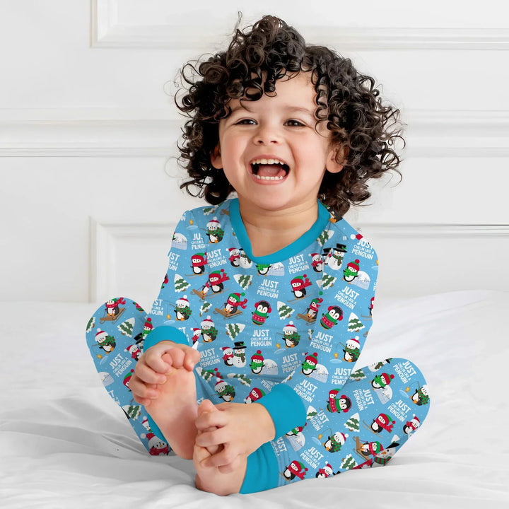 Chillin Like A Penguin Bamboo Two Piece Long Sleeve Pajama Set