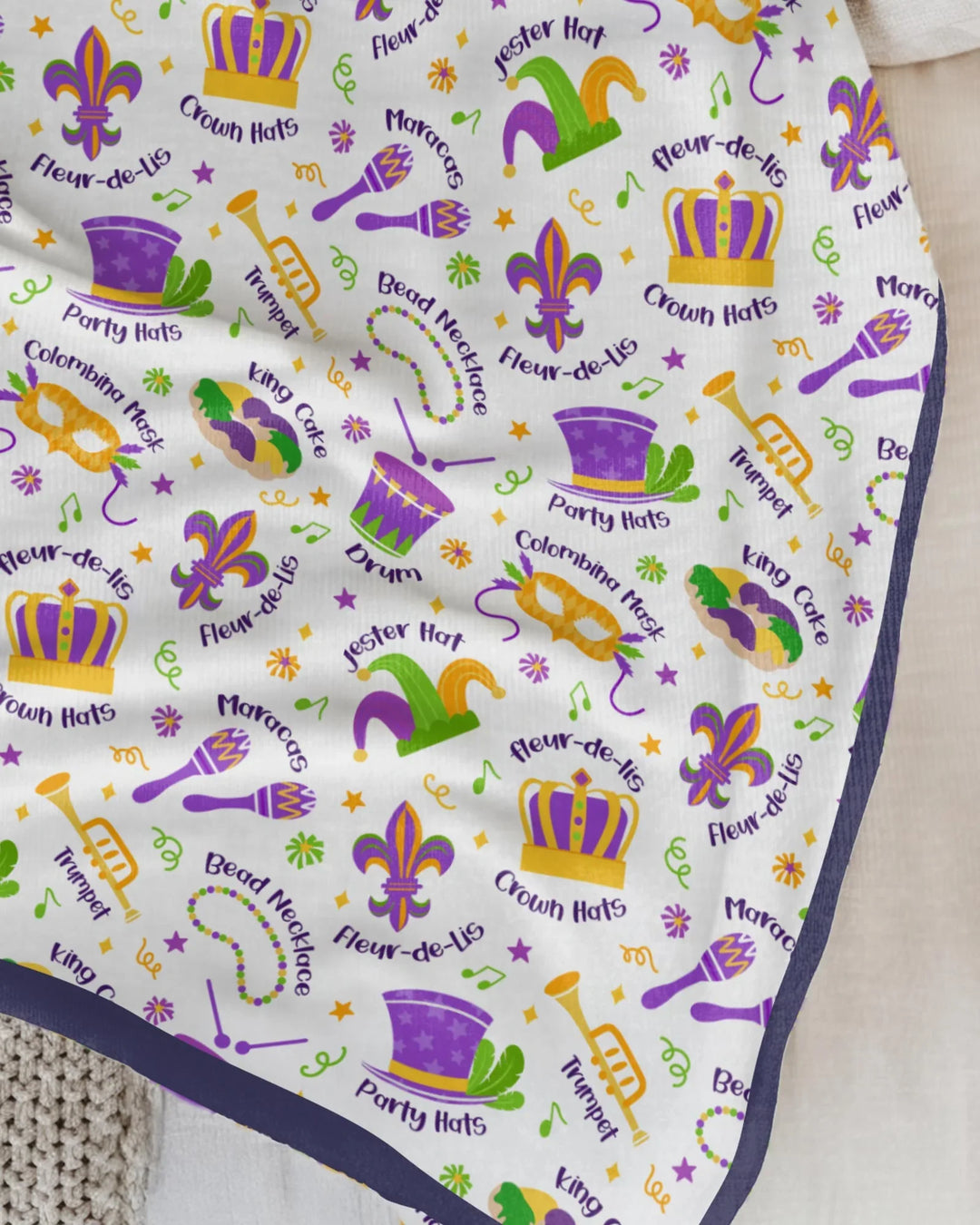 Mardi Gras Family Matching Toddler Bamboo Blanket