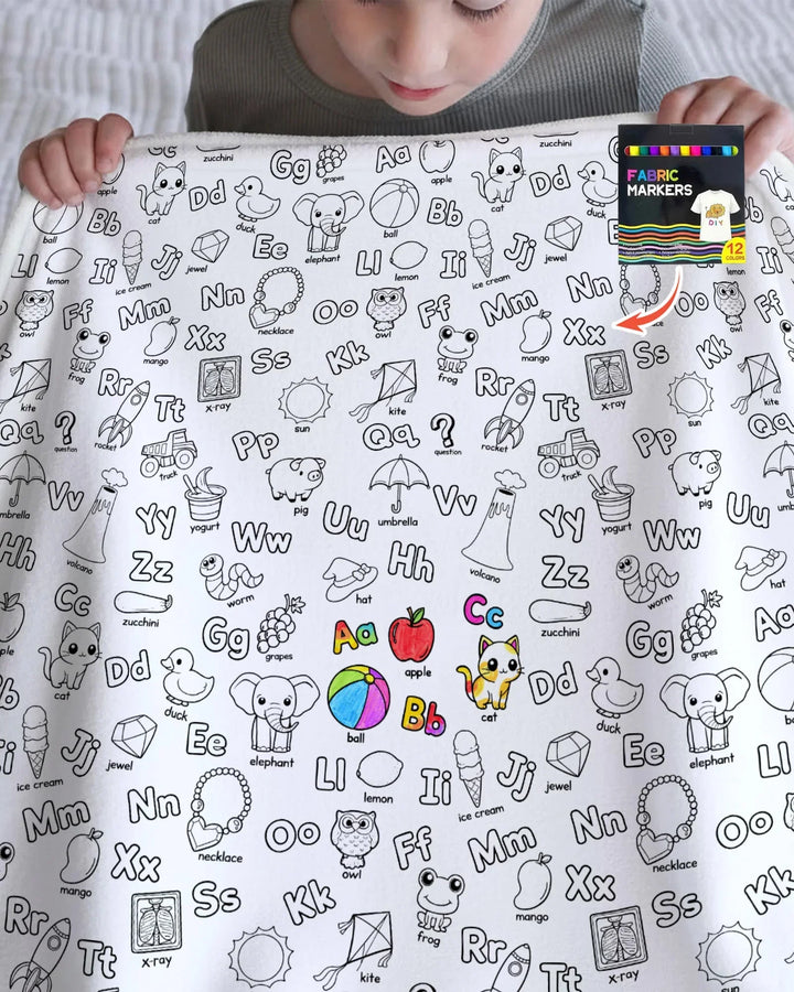 All Colorable Alphabet Bamboo Blanket
