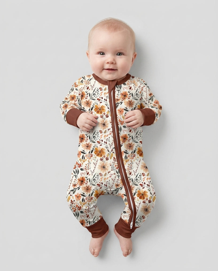 Custom Name Fall Flower Bamboo Convertible Zippy