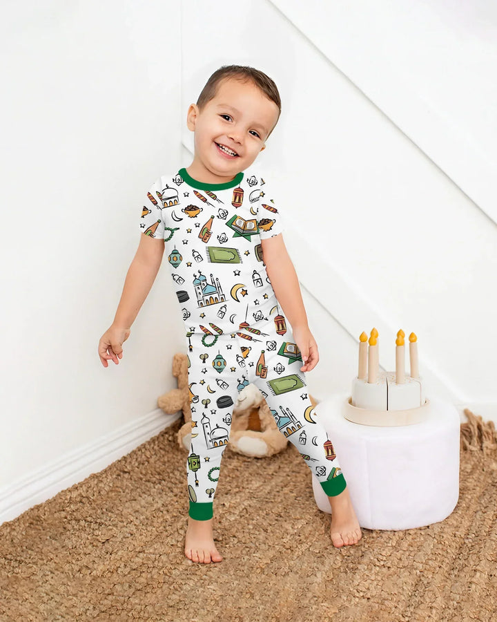 Ramadan Blessings Family Matching Bamboo Two Piece Short Sleeve Pajama Set