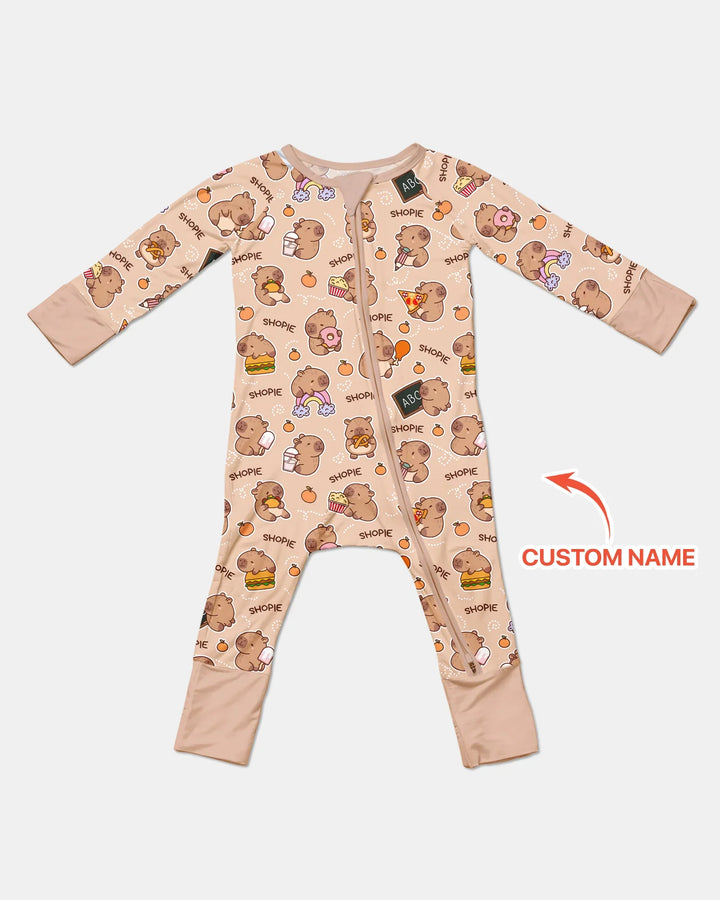 Custom Name Cute Capybara Bamboo Convertible Zippy