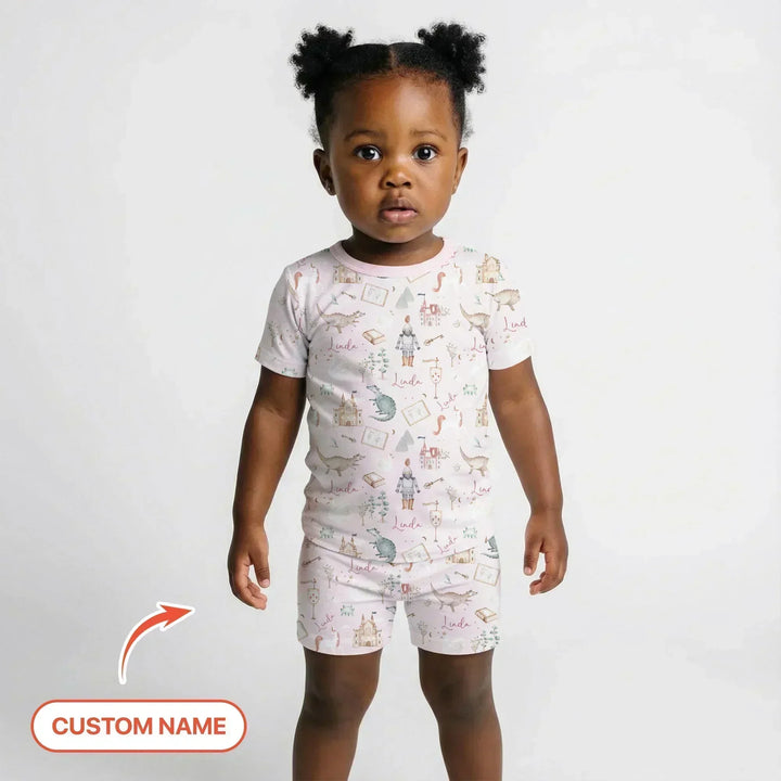 Adventure Dreams Custom Name Bamboo Two Piece Short Sleeve Shorts Pajama Set