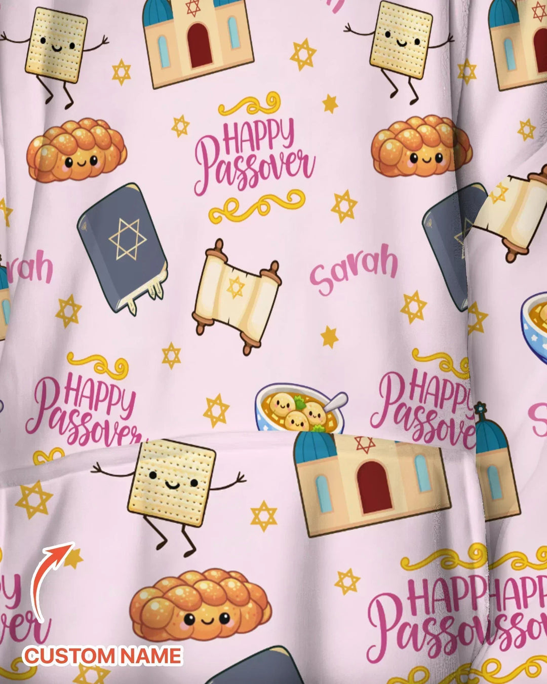 Custom name "Pesach Sameach" Bamboo Blanket Hoodie