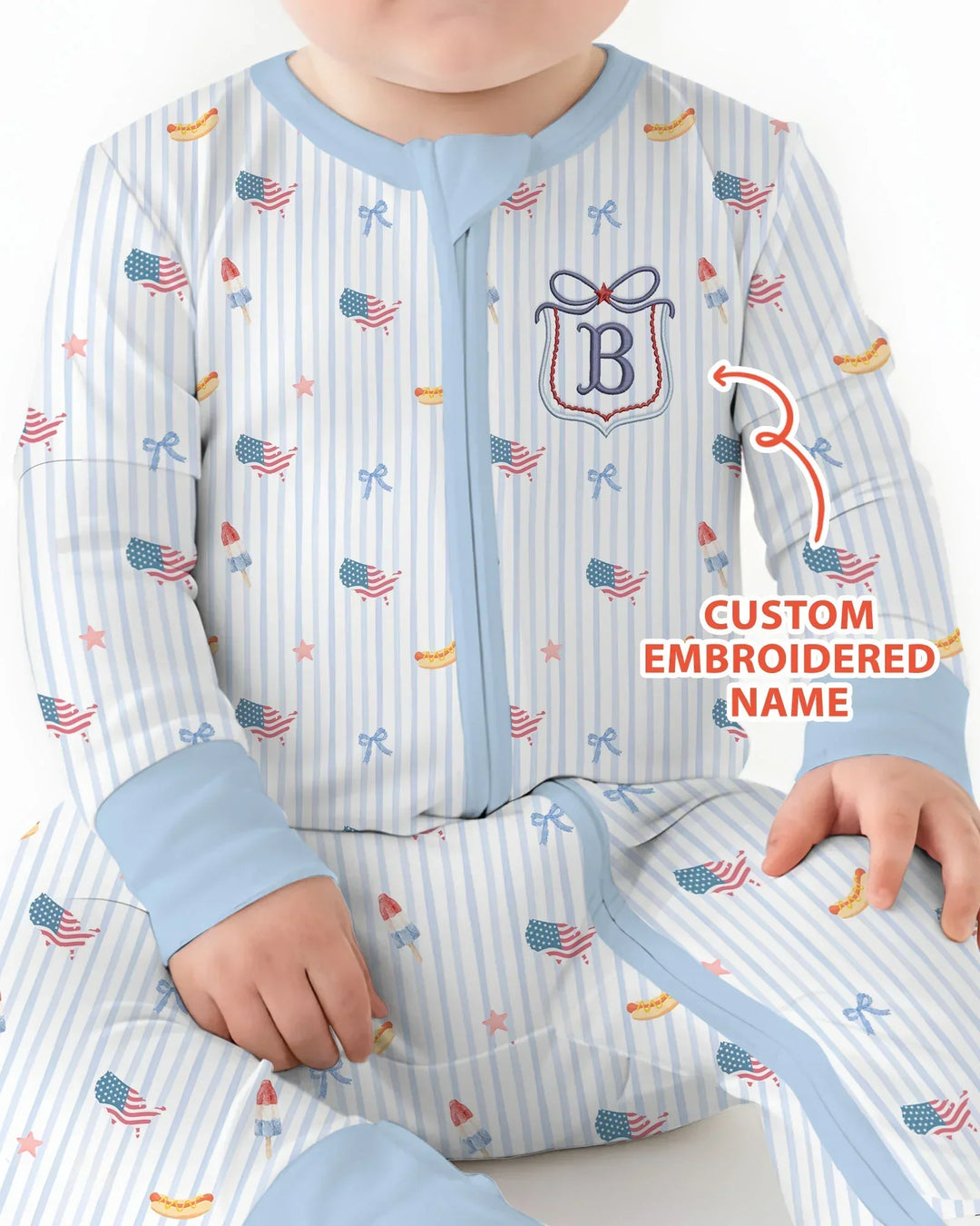 Personalized 4th Of July Embroidered Bamboo Convertible Zippy