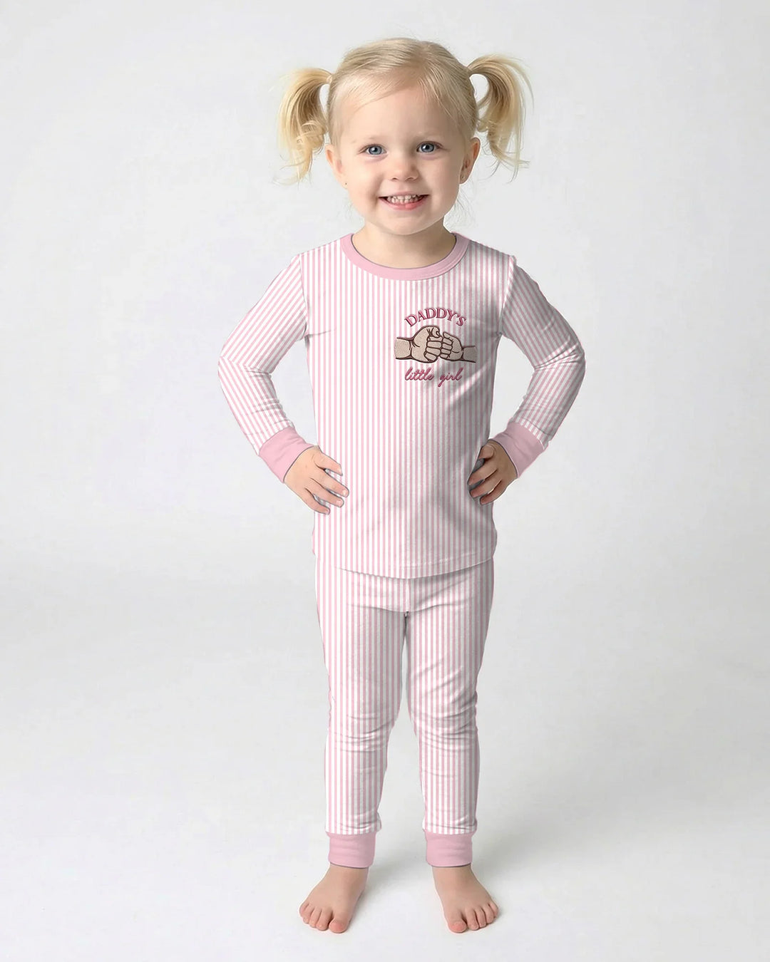 Embroidered Daddy's Little  Bamboo Two Piece Long Sleeve Pajama Set