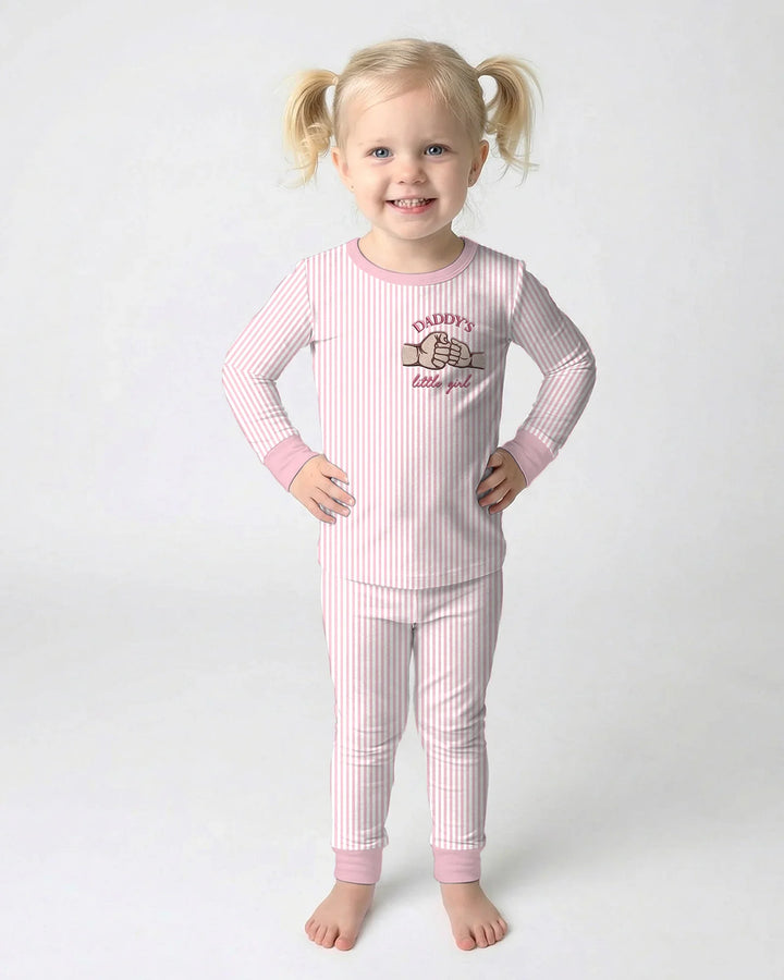 Embroidered Daddy's Little  Bamboo Two Piece Long Sleeve Pajama Set