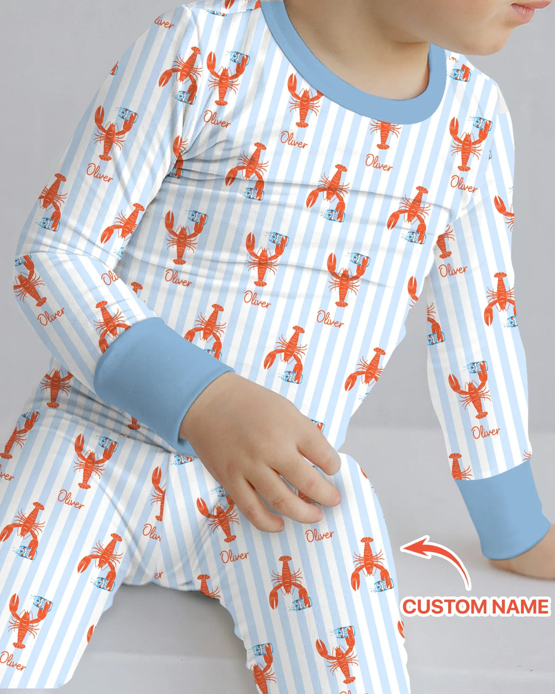 Custom Name Crawfish Beer Season Bamboo Two Piece Long Sleeve Pajama Set