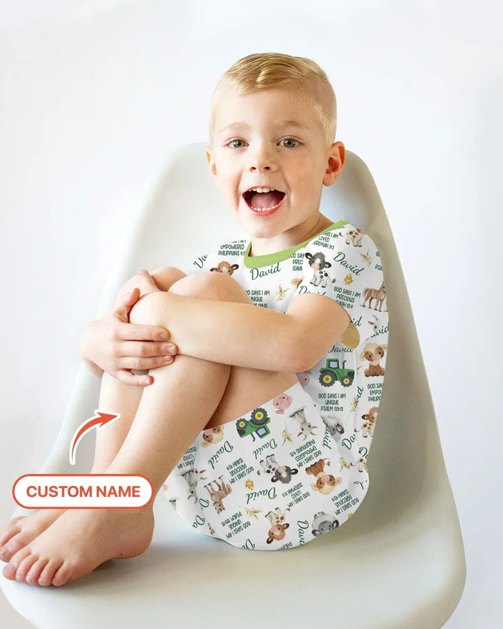 Custom Name God Says I Am Farm Animals Bamboo Two Piece Short Sleeve Shorts Pajama Set