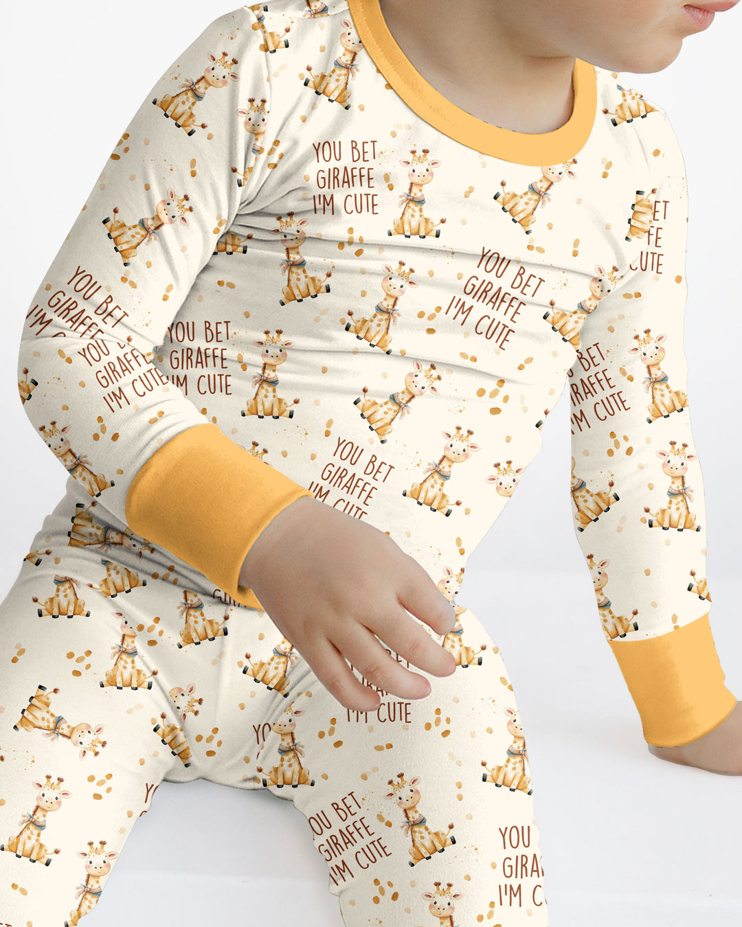 You Bet Giraffe I'm Cute Bamboo Two Piece Long Sleeve Pajama Set