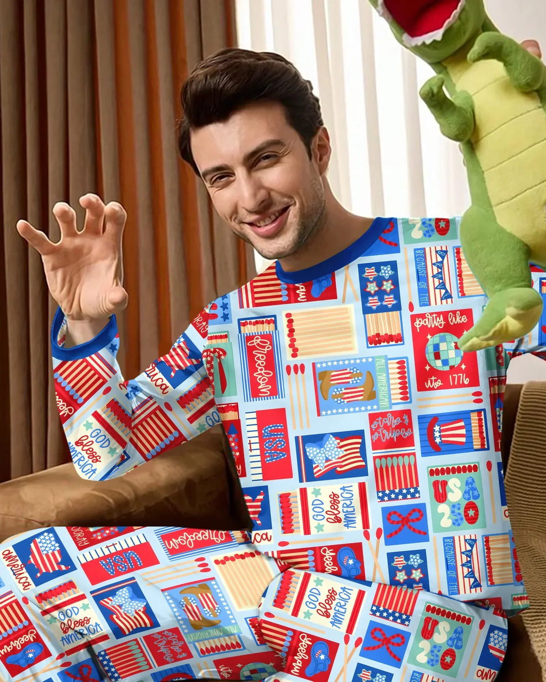 Patriotic Matchbox Family Matching Bamboo Men's Pajama Set