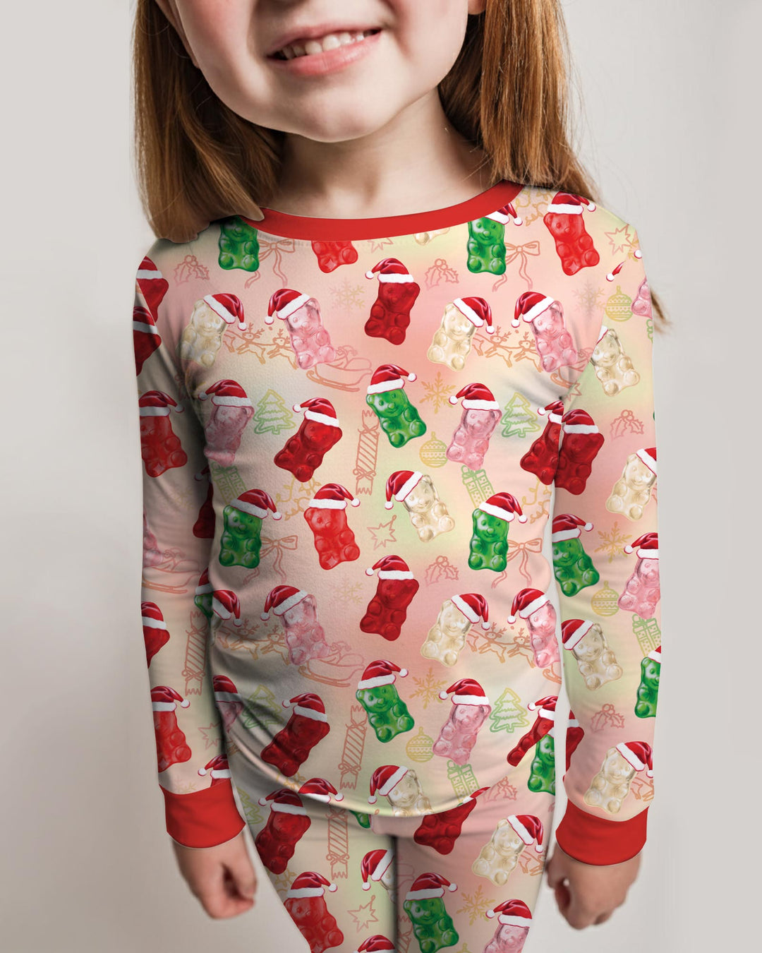 Gummy Bear Santa Christmas Bamboo Two Piece Long Sleeve Pajama Set