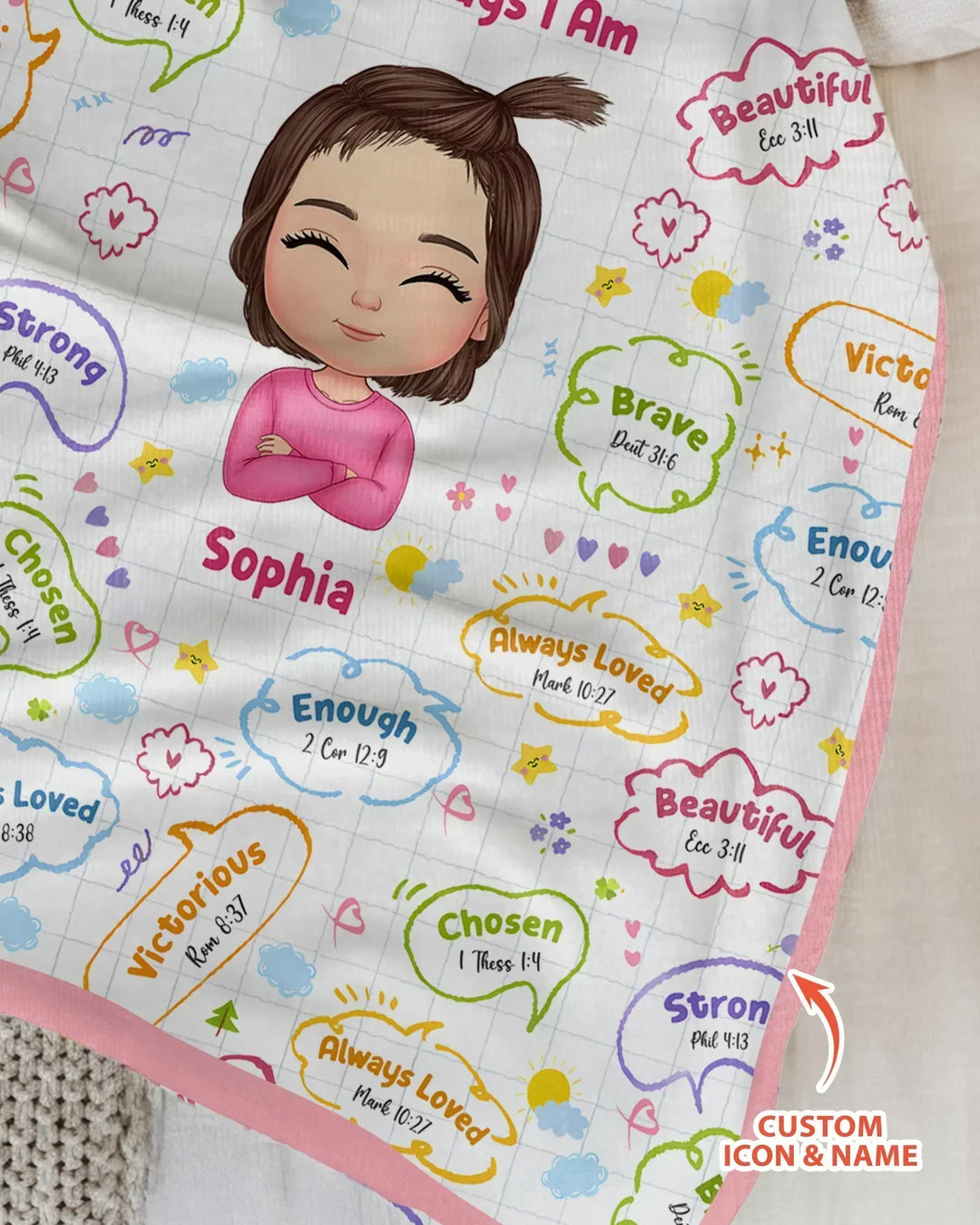 Personalized God Says I Am- Baby Girl Bamboo Blanket