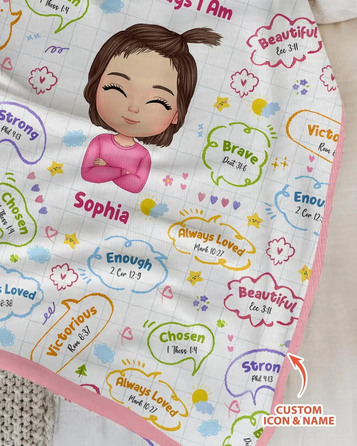 Personalized God Says I Am- Baby Girl Bamboo Blanket