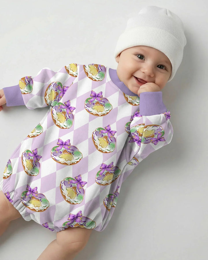 Mardi Gras Donut Bamboo Bubble Romper