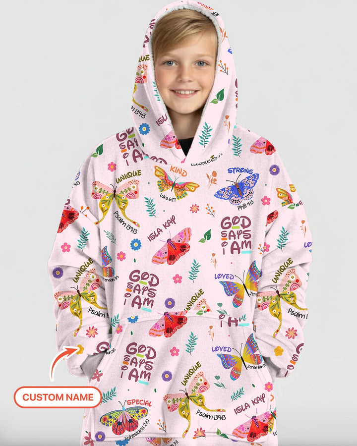 God says I am Butterfly Bamboo Blanket Hoodie
