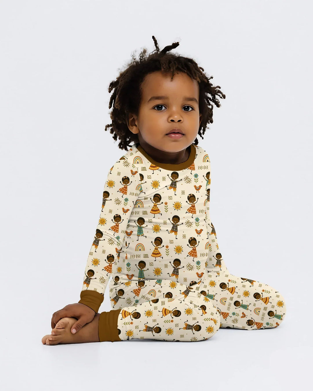 Cute African Heritage Bamboo Two Piece Long Sleeve Pajama Set