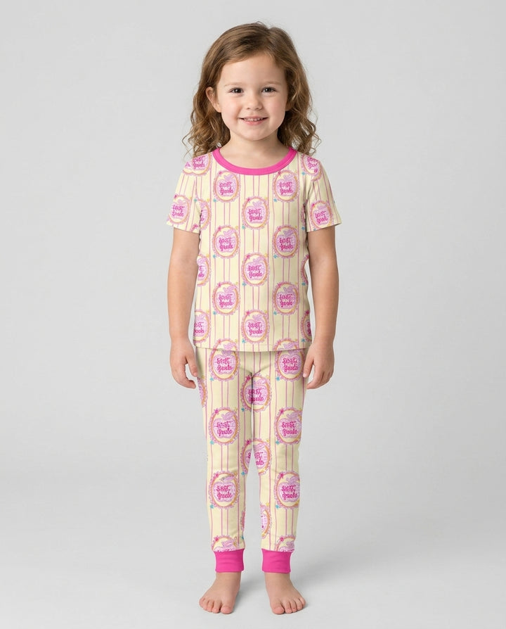 Custom Grade School Sweetie Bamboo Two Piece Short Sleeve Pajama Set
