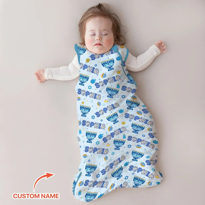 Custom name My First Hanukkah 2025 Bamboo Sleep Bag