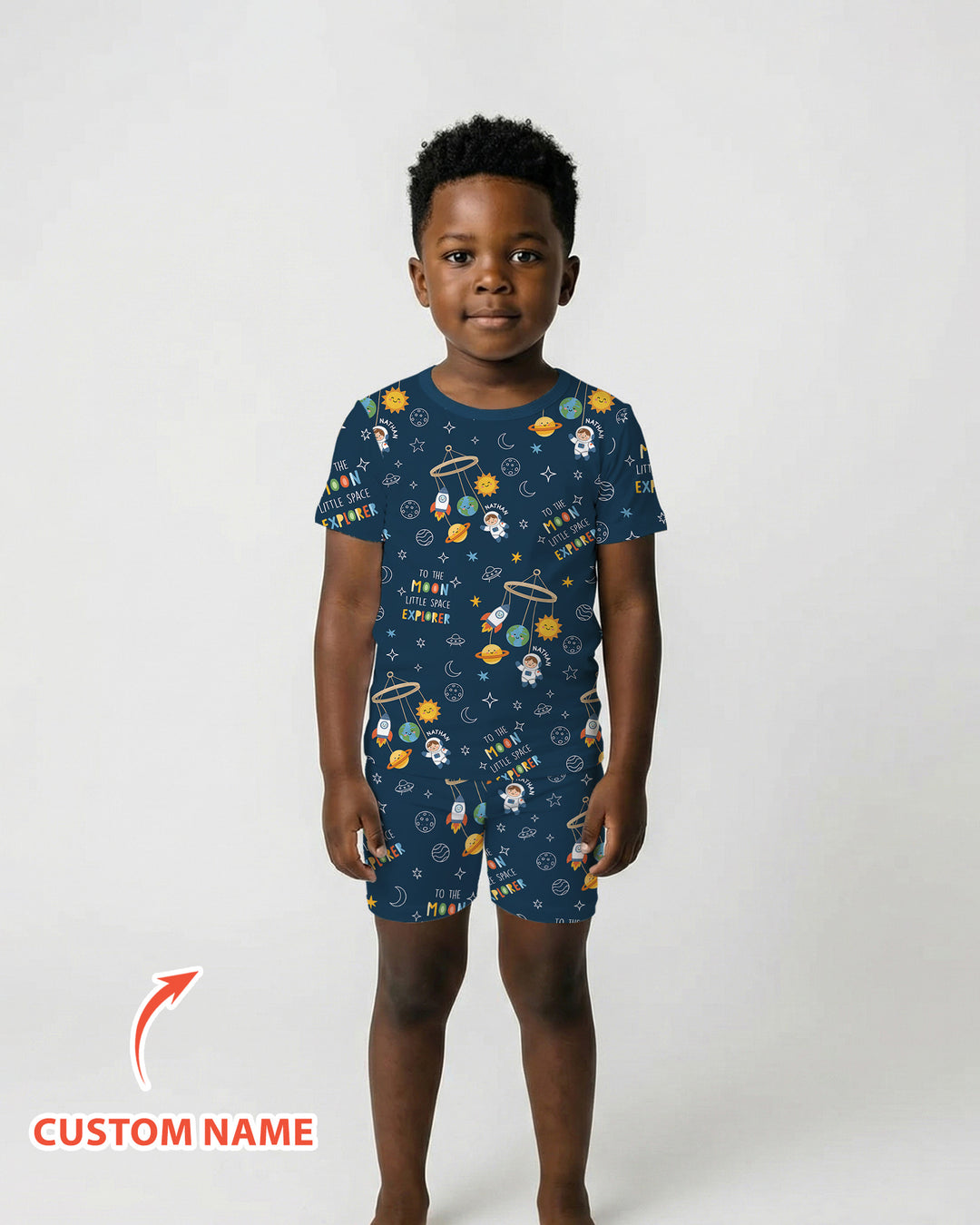 Little Astronaut Big Dream Bamboo Two Piece Short Sleeve Shorts Pajama Set