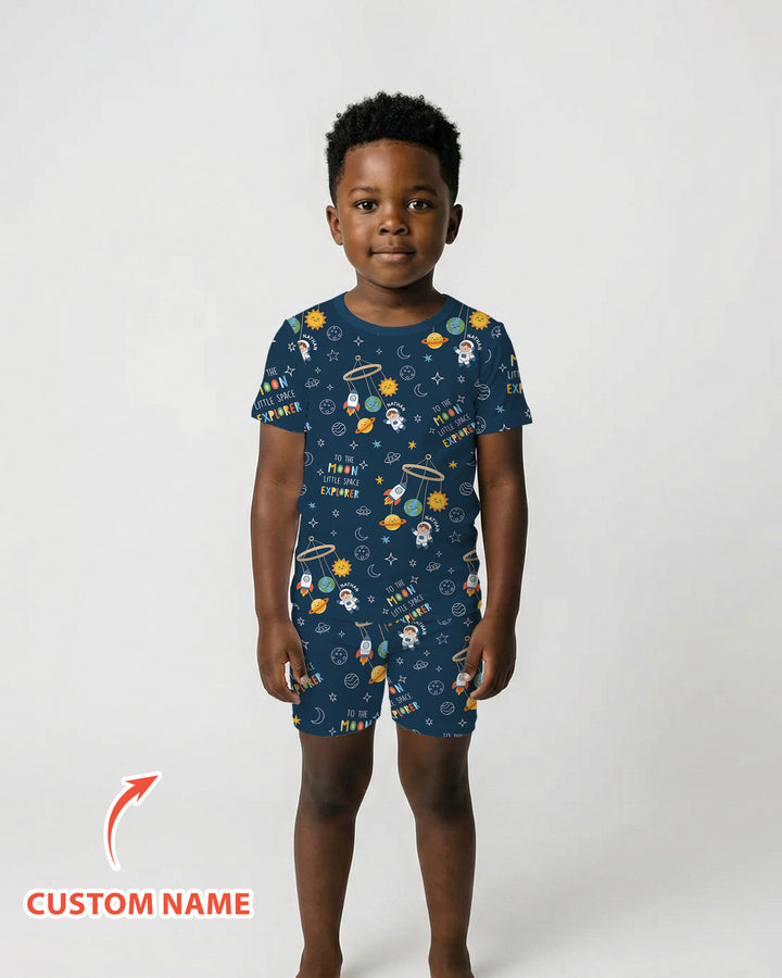 Little Astronaut Big Dream Bamboo Two Piece Short Sleeve Shorts Pajama Set