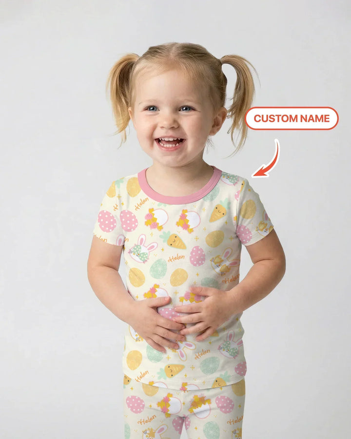 Retro Easter Bamboo Two Piece Short Sleeve Pajama Set