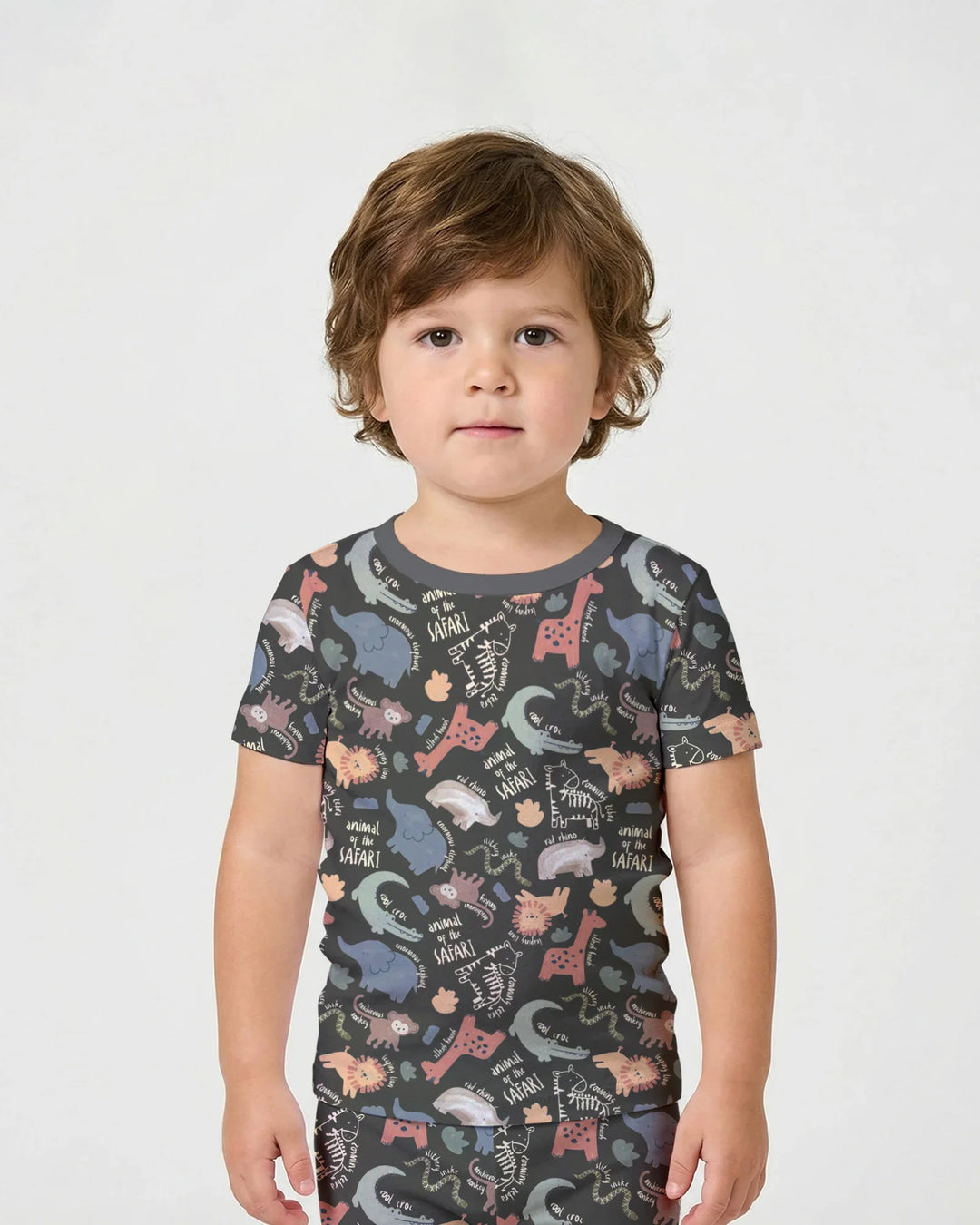 Funny African Animals Bamboo Two Piece Short Sleeve Shorts Pajama Set