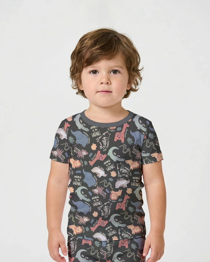 Funny African Animals Bamboo Two Piece Short Sleeve Shorts Pajama Set