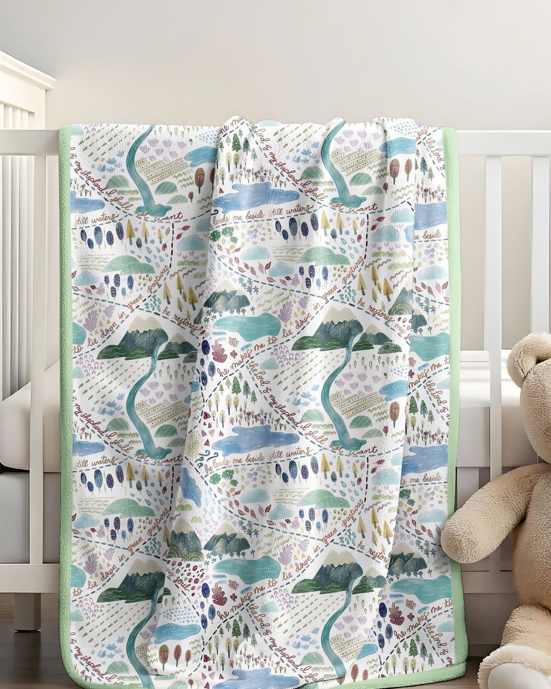 Whimsical Psalms 23 Map Bamboo Blanket