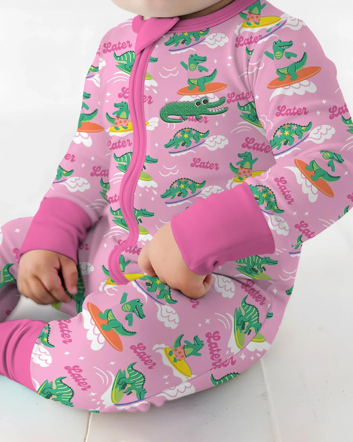 Embroidered Summer Alligator Bamboo Convertible Zippy