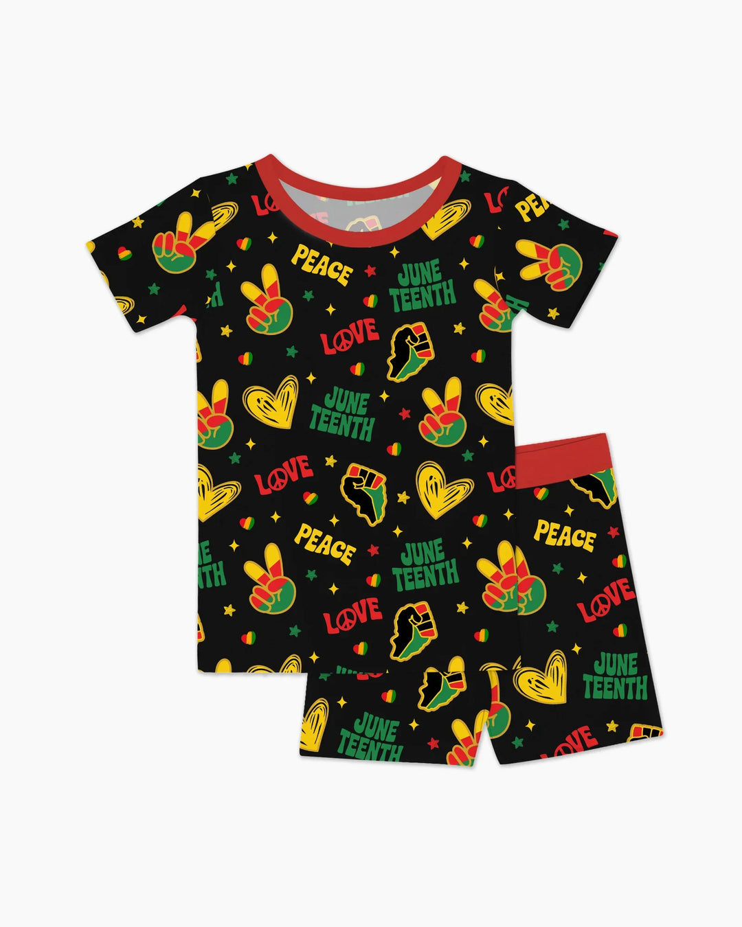 Peace Love Juneteenth Bamboo Two Piece Short Sleeve Shorts Pajama Set