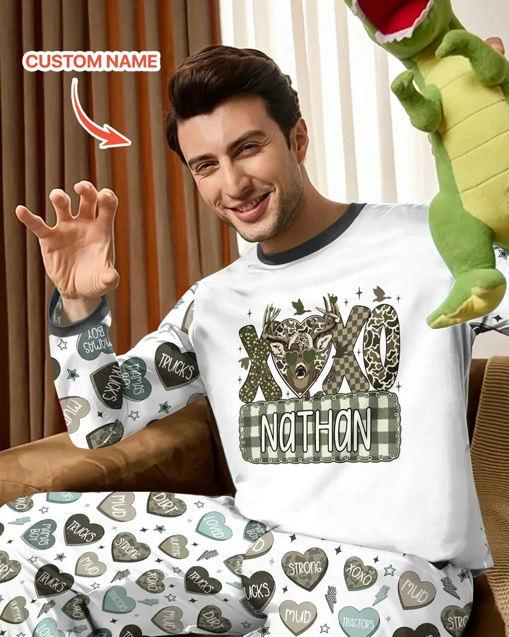 Personalized Hunting Sweethearts Candy Daddy & Me Matching Bamboo Men's Pajama Set