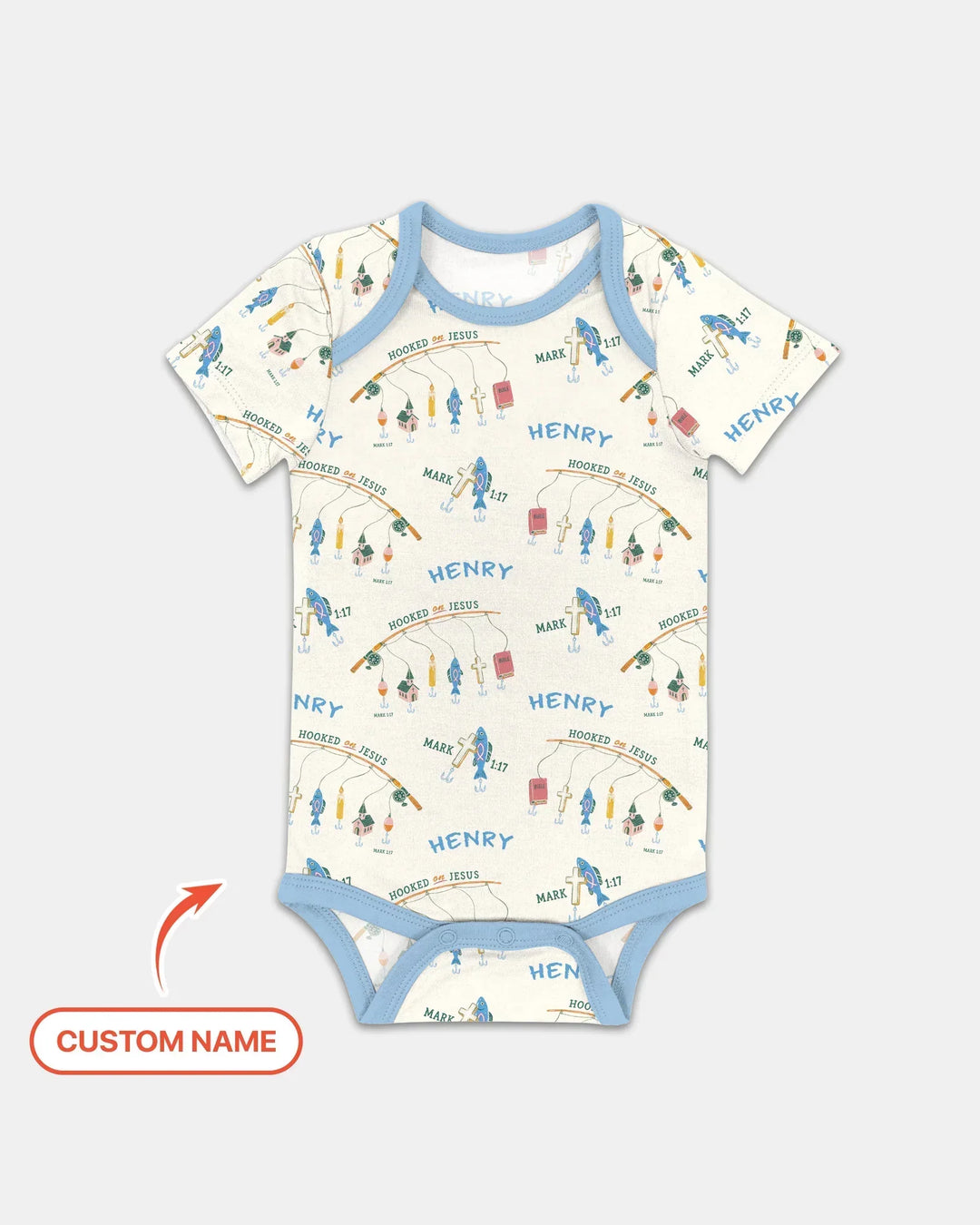 Hooked On Jesus Fishing Matching Bamboo Bodysuit